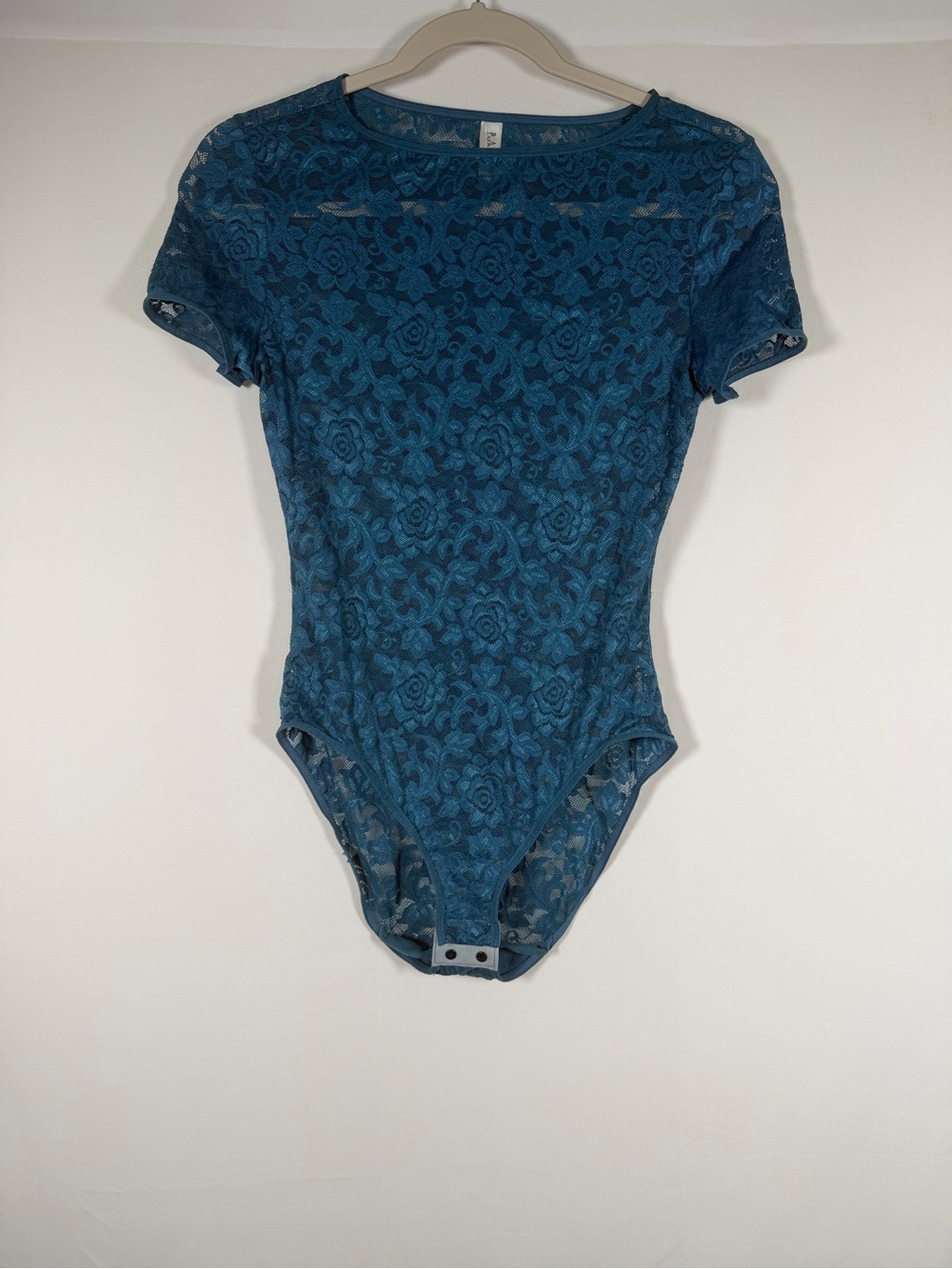 Women's Teal Sheer Lace Overlay Bodysuit - Fairy, Whimsical, Dainty